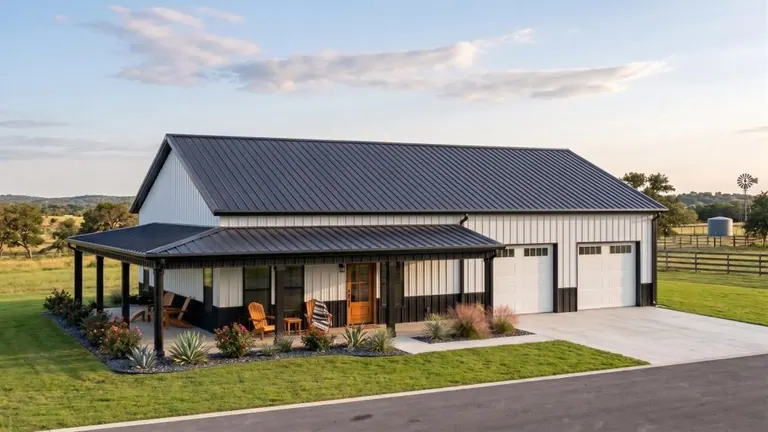 Full House A mid-size barndominium design created for everyday living, flexibility, and long-term comfort. Multiple interior floor plan options make it easy to adapt to any stage of life. by Metal America